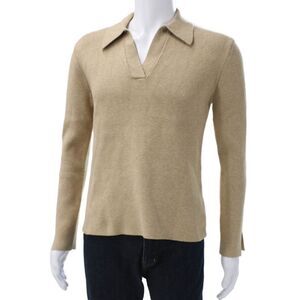 English Factory Women Pullover Sweater Beige Long Sleeve Polyester Size S